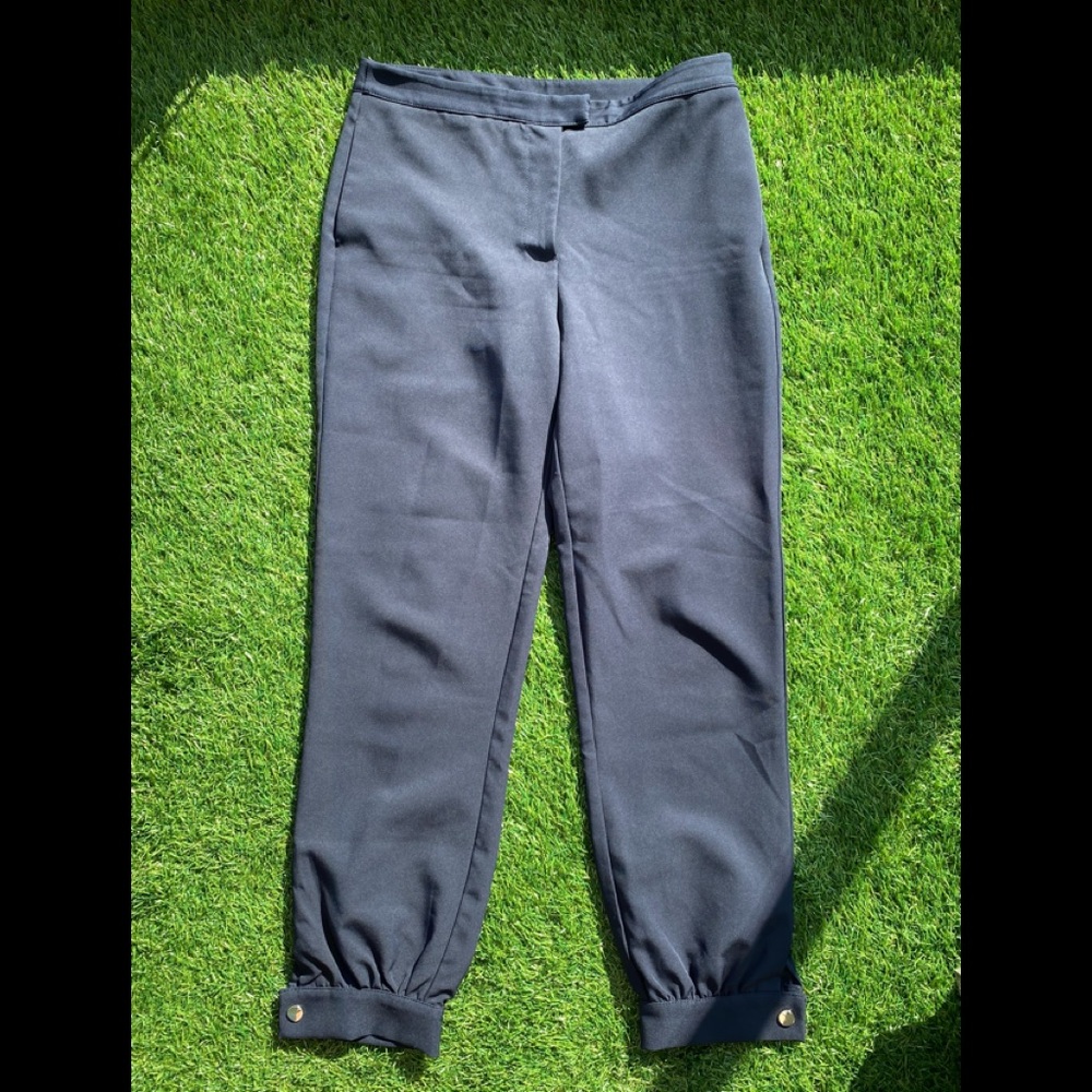 Iris & Ink Navy Pants with Ankle Detail